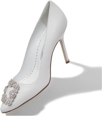 (W) 마놀로 블라닉 항기시 크리스탈 버클 흰색 가죽 하이힐 121-1656-0001 Purchase (W) 마놀로 블라닉 항기시 크리스탈 버클 흰색 가죽 하이힐 121-1656-0001