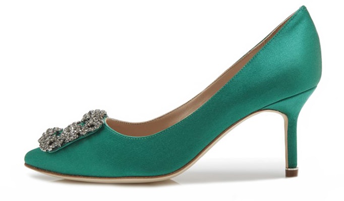 (Women) Manolo Blahnik Hangisi High Heels 'Green Satin Crystal Buckle' 9XX-0662-0030 Buy (Women) Manolo Blahnik Hangisi High Heels 'Green Satin Crystal Buckle' 9XX-0662-0030