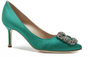 Order (W) Manolo Blahnik Hangisi 高跟鞋 '绿色缎面水晶扣' 9XX-0662-0030