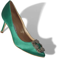 Lookbook (W) Manolo Blahnik Hangisi 高跟鞋 '绿色缎面水晶扣' 9XX-0662-0030