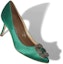 Lookbook (W) Manolo Blahnik Hangisi Tumit Tinggi 'Hijau Satin Kristal Gesper' 9XX-0662-0030