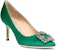 (W) Manolo Blahnik Hangisi Tumit Tinggi 'Hijau Satin Kristal Gesper' 9XX-0662-0030
