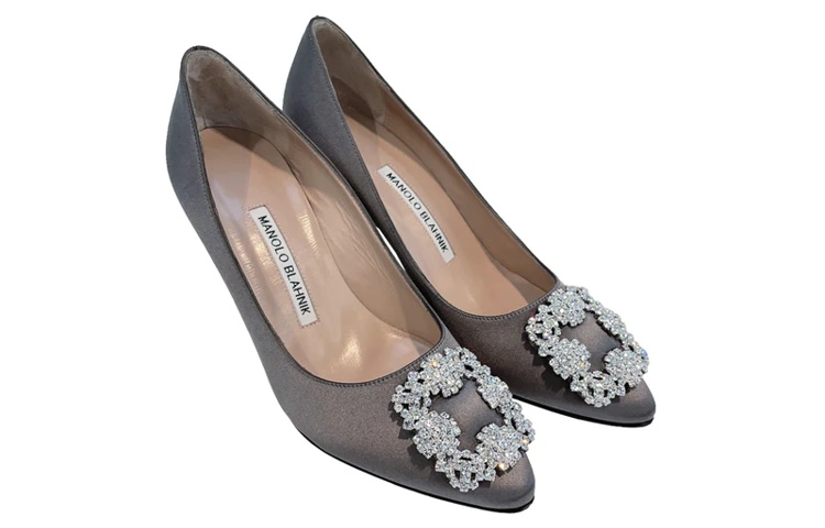 (W) Manolo Blahnik Hangisi High Heels 'Grey Crystal Buckle' 圖 3