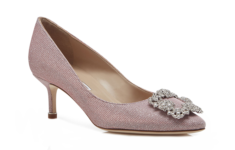 Order (W) Manolo Blahnik Hangisi Tumit Tinggi 'Kristal Buckle Merah Jambu Muda' 9XX-0598-0012