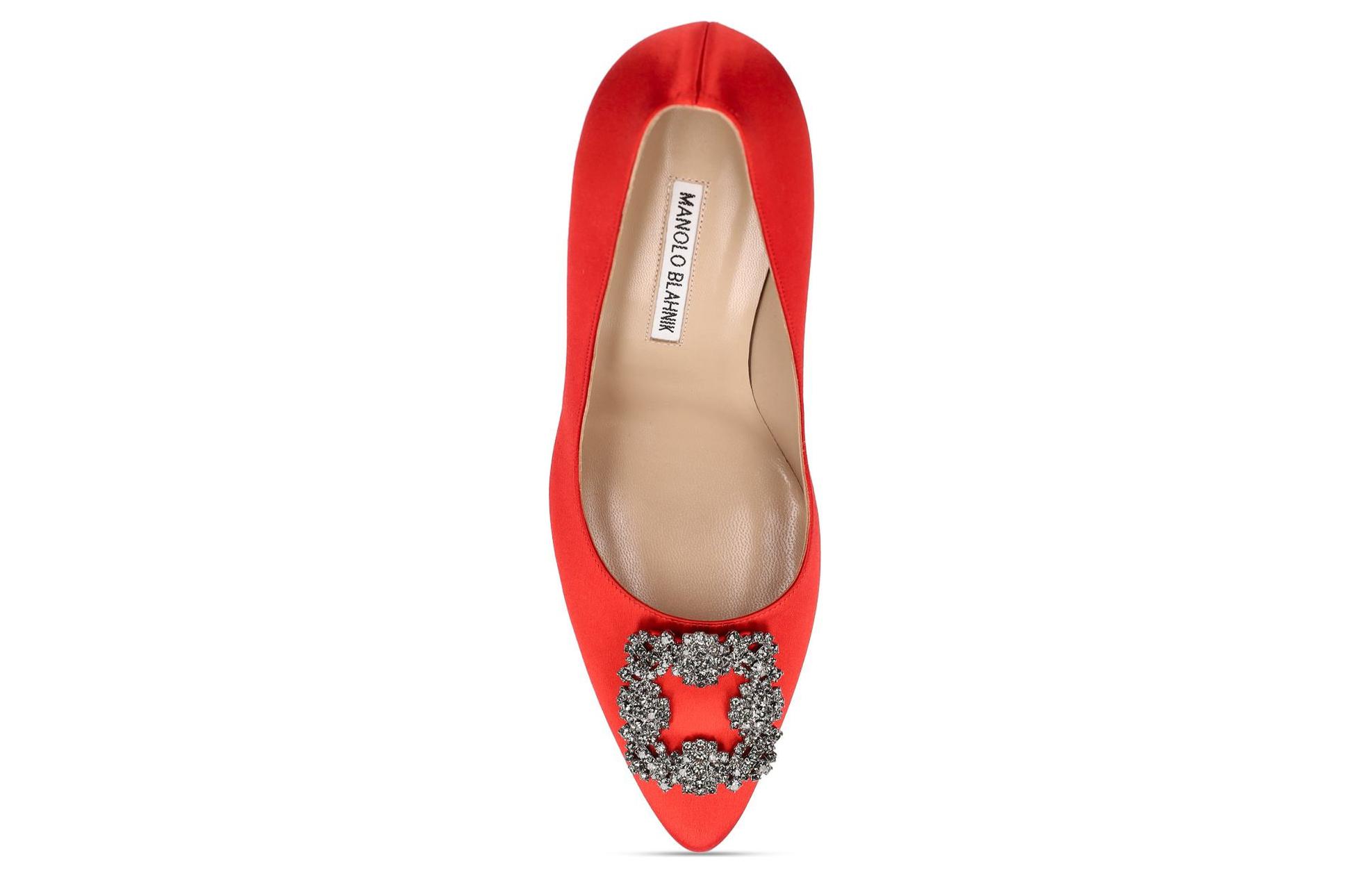 Purchase (W) 마놀로 블라닉 항기시 레드 새틴 크리스탈 힐 9XX-0664-6049