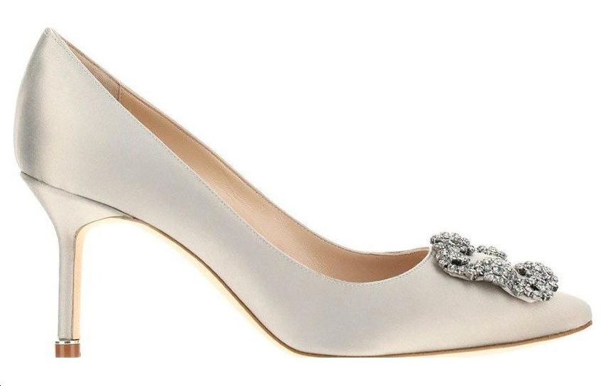 (W) Manolo Blahnik Hangisi High Heels 'Silver Velvet Buckle' 圖 2