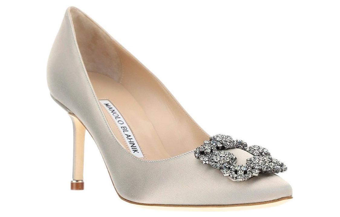 (W) Manolo Blahnik Hangisi High Heels 'Silver Velvet Buckle' 圖 3