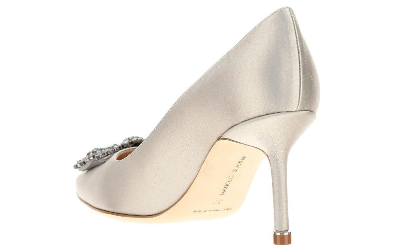 (W) Manolo Blahnik Hangisi High Heels 'Silver Velvet Buckle' 圖 4