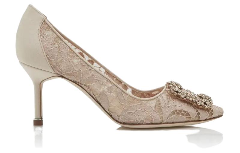 (W) Manolo Blahnik Hangisi Lace 70 'Light Pink Lace' 圖 2