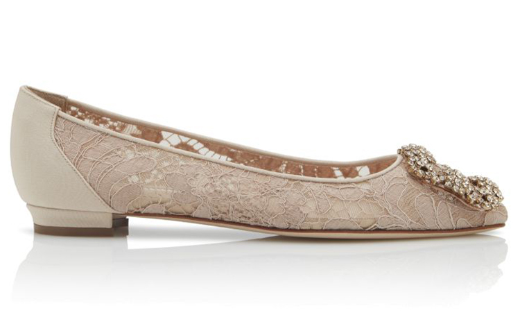 (W) Manolo Blahnik Hangisi Lace Flats 'Pink Jewel Buckle' 圖 2