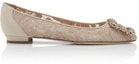 Order (W) Manolo Blahnik Hangisi Lace Flats 'Buckle Permata Merah Jambu' 9XX-0721-0014