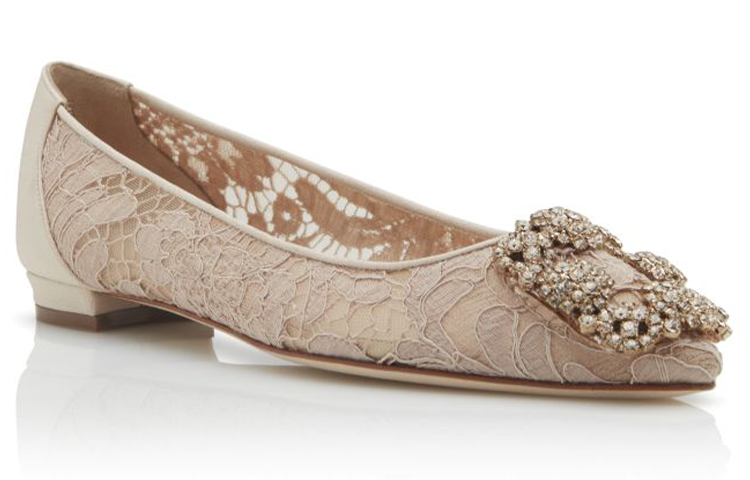 (W) Manolo Blahnik Hangisi Lace Flats 'Pink Jewel Buckle' 圖 3