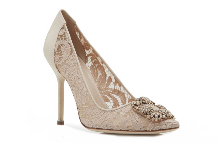 (W) Manolo Blahnik Hangisi Lace High Heel 'Pink Crystal Buckle' 圖 2