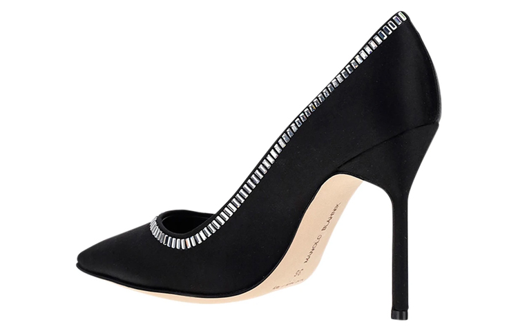 (W) Manolo Blahnik Hangisi Pointed Toe High Heels 'Black Crystal' 圖 4