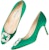 (W) Manolo Blahnik Hangisi Pumps 'Green Crystal Buckle' Kasut Tumit Hijau Kristal. 9XX-0316-0047