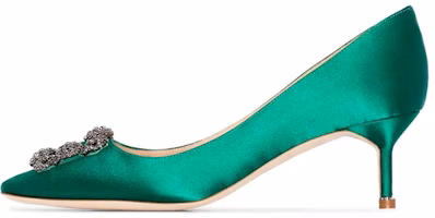 (Women) Manolo Blahnik Hangisi Pumps 'Green Velvet' 9XX0661-3206 (Women) Manolo Blahnik Hangisi Pumps 'Green Velvet' 9XX0661-3206