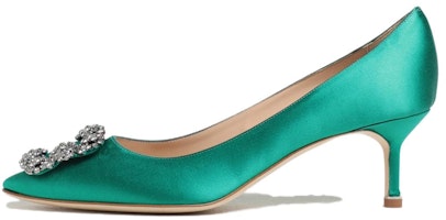 (Women) Manolo Blahnik Hangisi Pumps 'Green Velvet' 9XX0661-3206 (Women) Manolo Blahnik Hangisi Pumps 'Green Velvet' 9XX0661-3206