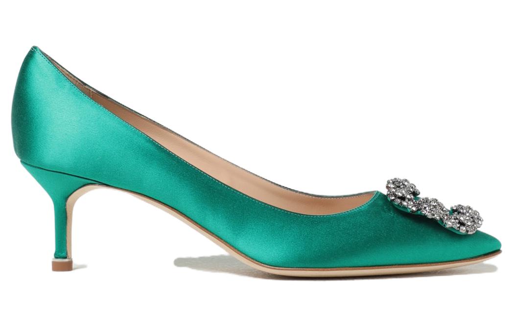 (W) Manolo Blahnik Hangisi Pumps 'Green Velvet' 圖 2