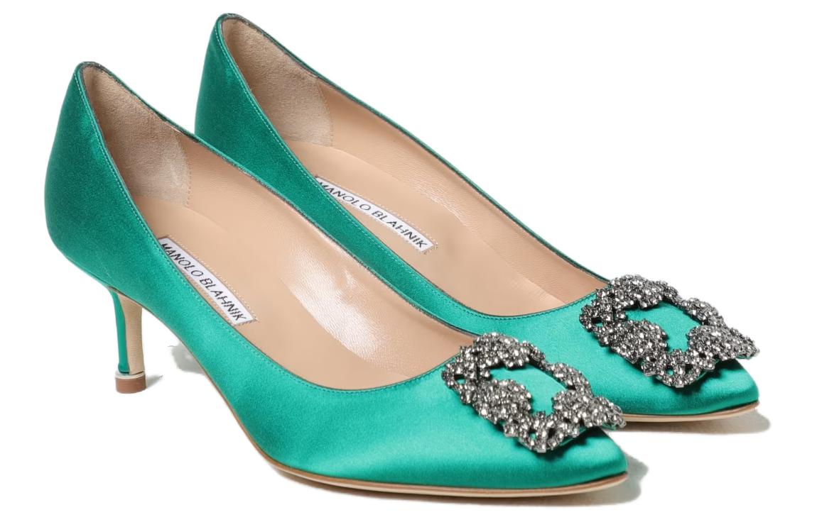(W) Manolo Blahnik Hangisi Pumps 'Green Velvet' 圖 3