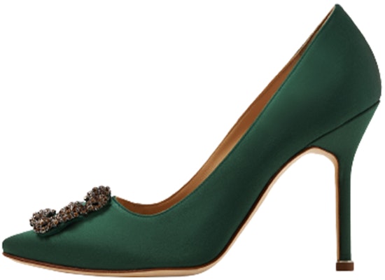 (W) Manolo Blahnik Hangisi Stiletto Hak 'Hijau Satin Gesper Kristal' 323-2694-0001 Buy (W) Manolo Blahnik Hangisi Stiletto Hak 'Hijau Satin Gesper Kristal' 323-2694-0001