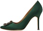 Buy (W) Manolo Blahnik Hangisi Stiletto Hak 'Hijau Satin Gesper Kristal' 323-2694-0001