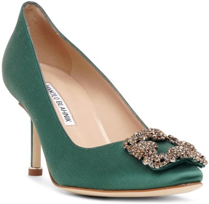 (W) Manolo Blahnik Hangisi Stiletto Hak 'Hijau Satin Gesper Kristal' 323-2694-0001 Shop (W) Manolo Blahnik Hangisi Stiletto Hak 'Hijau Satin Gesper Kristal' 323-2694-0001