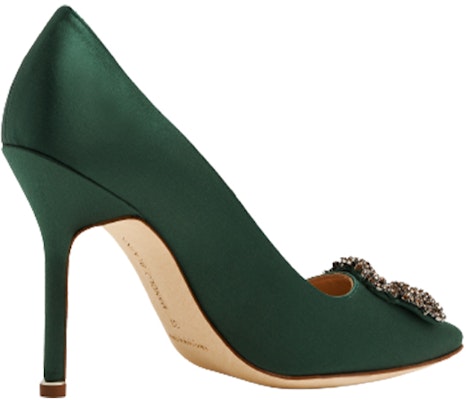 (W) Manolo Blahnik Hangisi Stiletto Hak 'Hijau Satin Gesper Kristal' 323-2694-0001 Purchase (W) Manolo Blahnik Hangisi Stiletto Hak 'Hijau Satin Gesper Kristal' 323-2694-0001