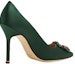 Purchase (W) Manolo Blahnik Hangisi Stiletto Hak 'Hijau Satin Gesper Kristal' 323-2694-0001