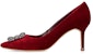 (W) Manolo Blahnik Hangisi Stiletto 'Merah Satin Hujung Runcing' 319-0995-6037