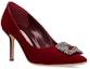 Order (W) Manolo Blahnik Hangisi Stiletto 'Merah Satin Hujung Runcing' 319-0995-6037