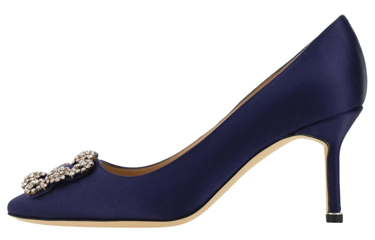 (Women) Manolo Blahnik Hangisi Stiletto Heels 'Swarovski Crystal Navy' 9XX-0667-4116