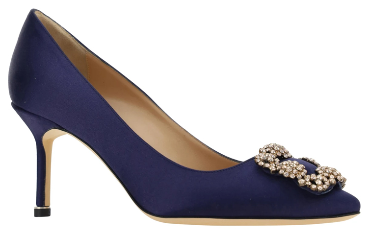 Order 瑪諾洛·布蘭尼克 (MANOLO BLAHNIK) Hangisi 施華洛世奇水晶 細跟 高跟鞋 7公分 女款 海軍藍