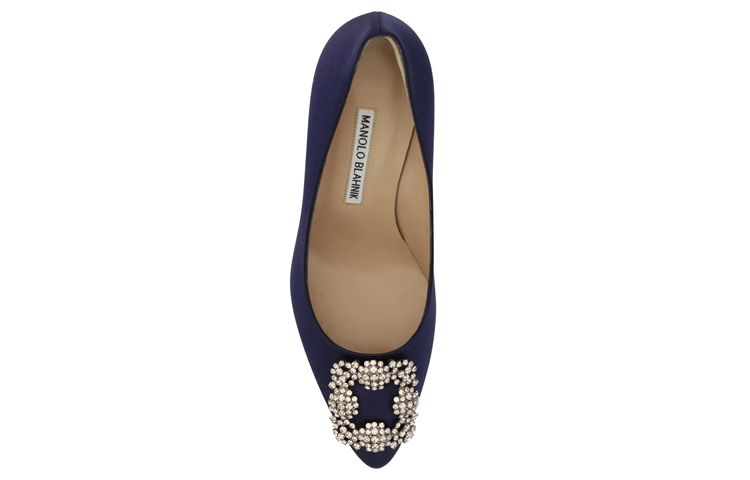 Lookbook 瑪諾洛·布蘭尼克 (MANOLO BLAHNIK) Hangisi 施華洛世奇水晶 細跟 高跟鞋 7公分 女款 海軍藍