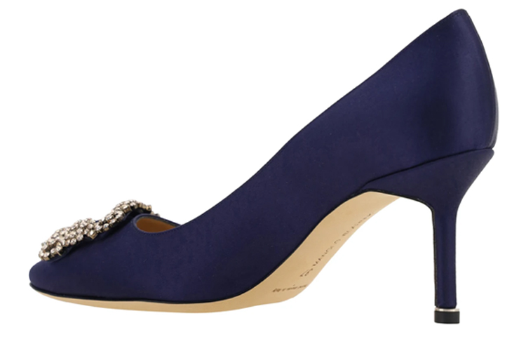 Shop 瑪諾洛·布蘭尼克 (MANOLO BLAHNIK) Hangisi 施華洛世奇水晶 細跟 高跟鞋 7公分 女款 海軍藍