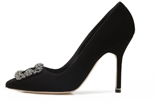 (Women) Manolo Blahnik Hangisi Velvet 'Black Swan' 319-0993-0012 (Women) Manolo Blahnik Hangisi Velvet 'Black Swan' 319-0993-0012