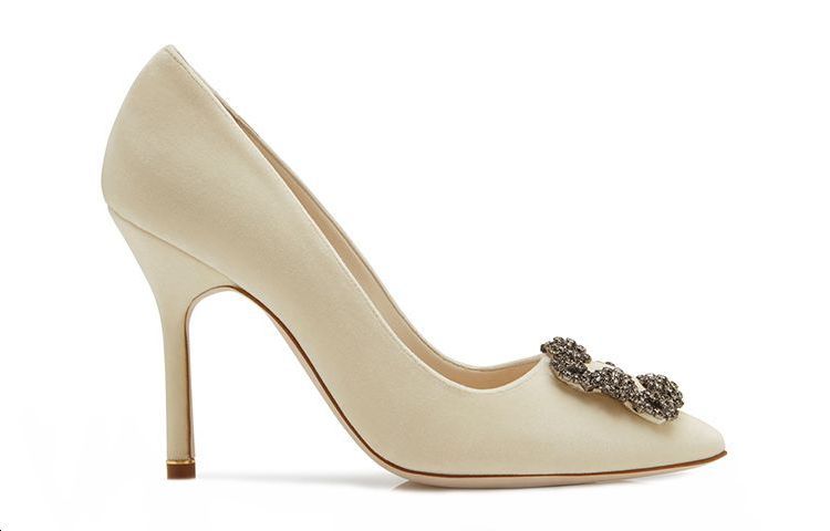 (W) Manolo Blahnik Hangisi Velvet 'Ivory' 圖 2