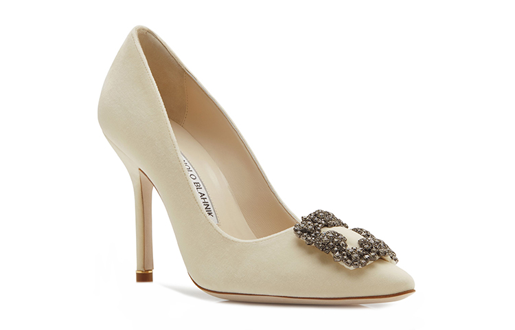 (W) Manolo Blahnik Hangisi Velvet 'Ivory' 圖 3