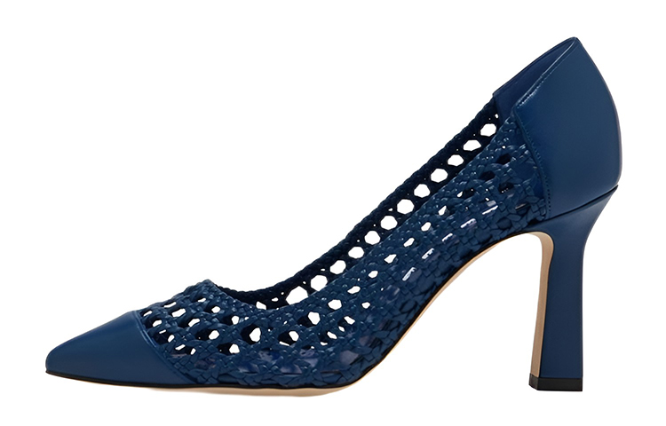 Buy MANOLO BLAHNIK 皮革編織高跟鞋 女款 藍色