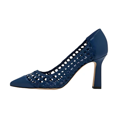 (W) Manolo Blahnik High-Heel 'Blue Woven Leather'