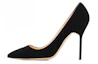Buy (W) Sepatu Hak Tinggi Suede Manolo Blahnik 'Black Logo' 9XX-0417-0016