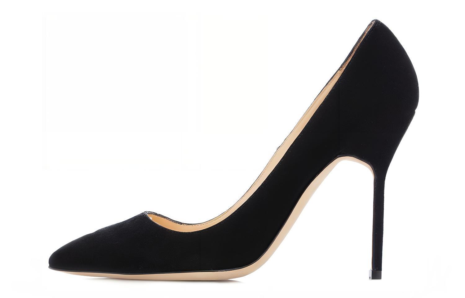 (Women) Manolo Blahnik High-Heel Suede Pumps 'Black Logo' 9XX-0417-0016