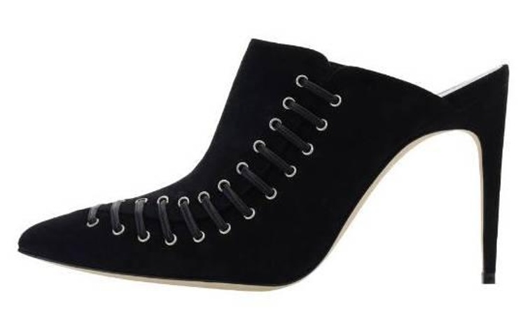 (Women) Manolo Blahnik High-Heeled Pumps 'Black Lace-Up' 223-1353-0015