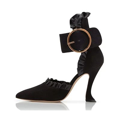 (W) Manolo Blahnik High Heel 'Black Ruffle Detail'