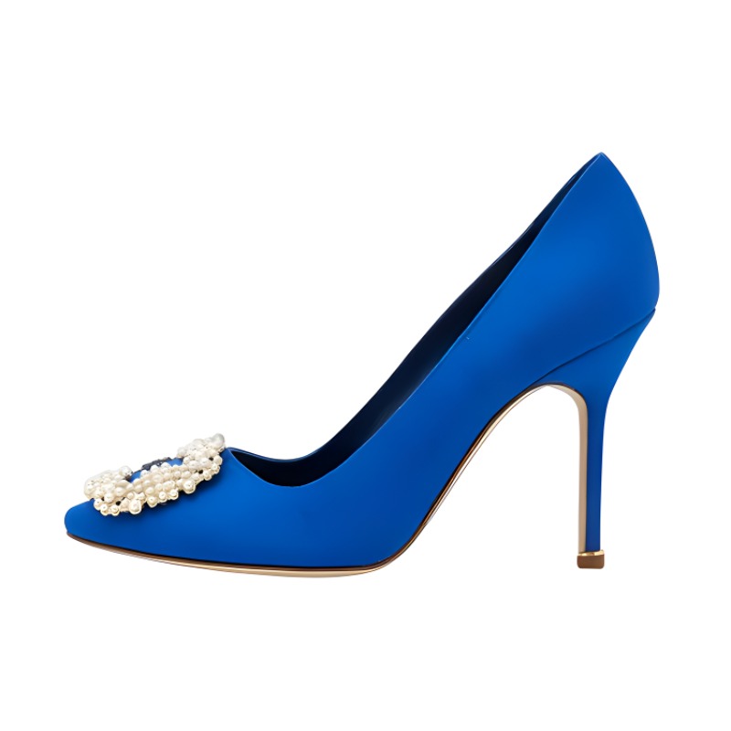 (W) Manolo Blahnik High Heel 'Bright Blue Pearl Buckle'
