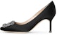 (W) Manolo Blahnik Tumit Tinggi 'Hiasan Kristal Hitam' 9XX-0662-0042