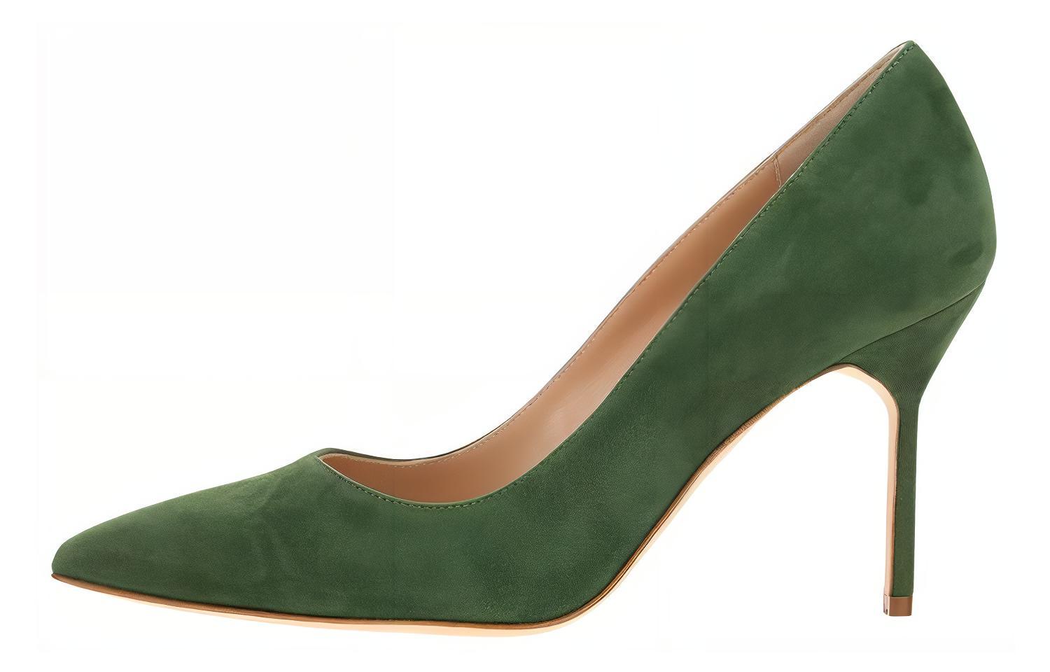 (Women) Manolo Blahnik High Heel 'Green Velvet' 9XX-0416-3241