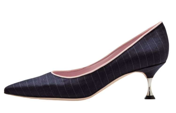 (W) Manolo Blahnik High Heel 'Navy Pinstripe'