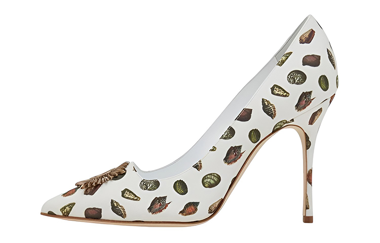 (Women) Manolo Blahnik High Heel 'Printed Textile White' 222-1045-0001