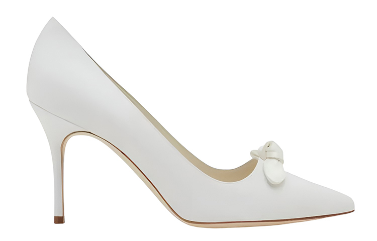 Order (W) Manolo Blahnik Tumit Tinggi 'White Bow' Putih 222-1206-0001