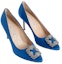 Shop (W) Manolo Blahnik Kasut Tumit Tinggi 'Blue Crystal Buckle' 9XX-0663-4326